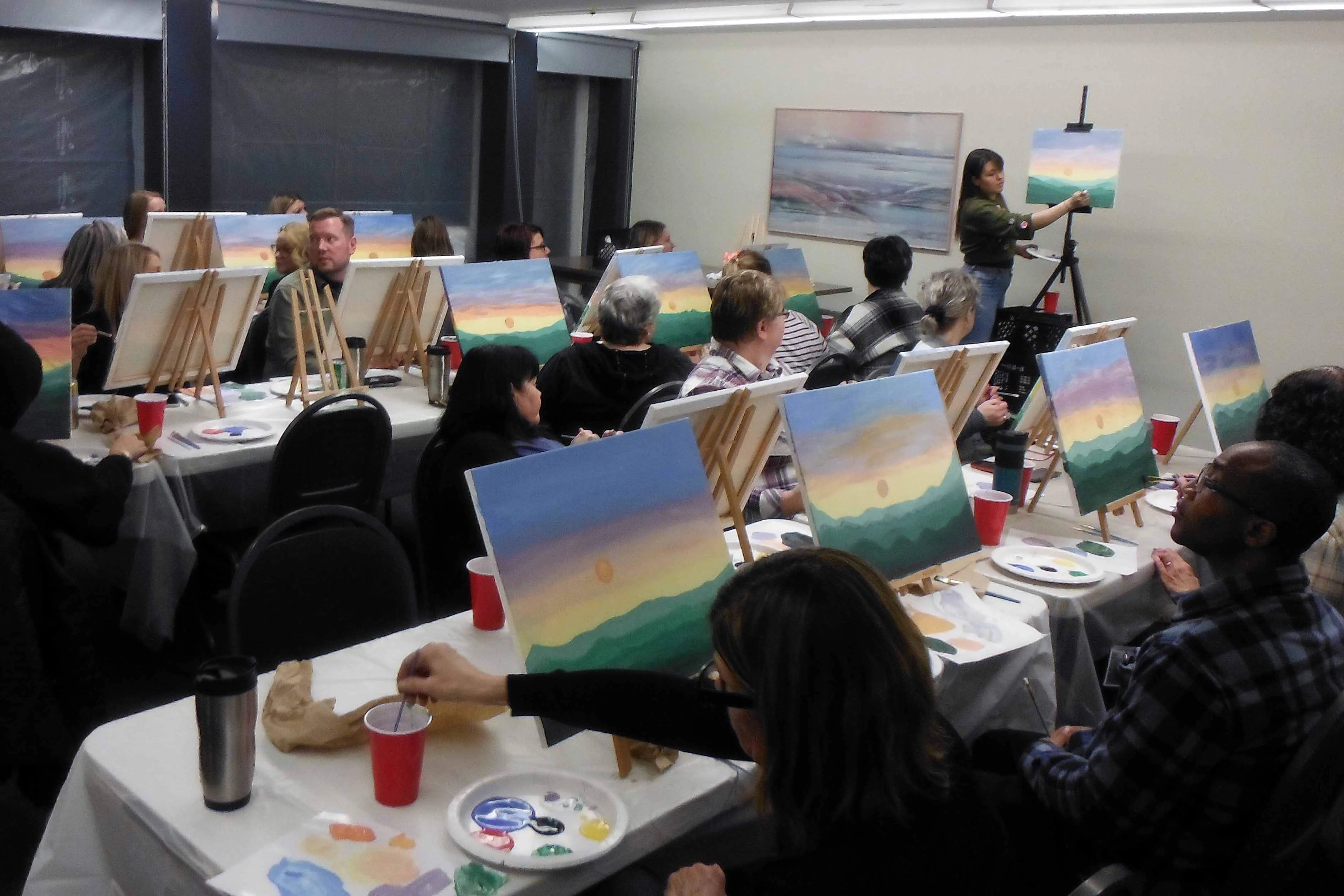 Paint night group paintings