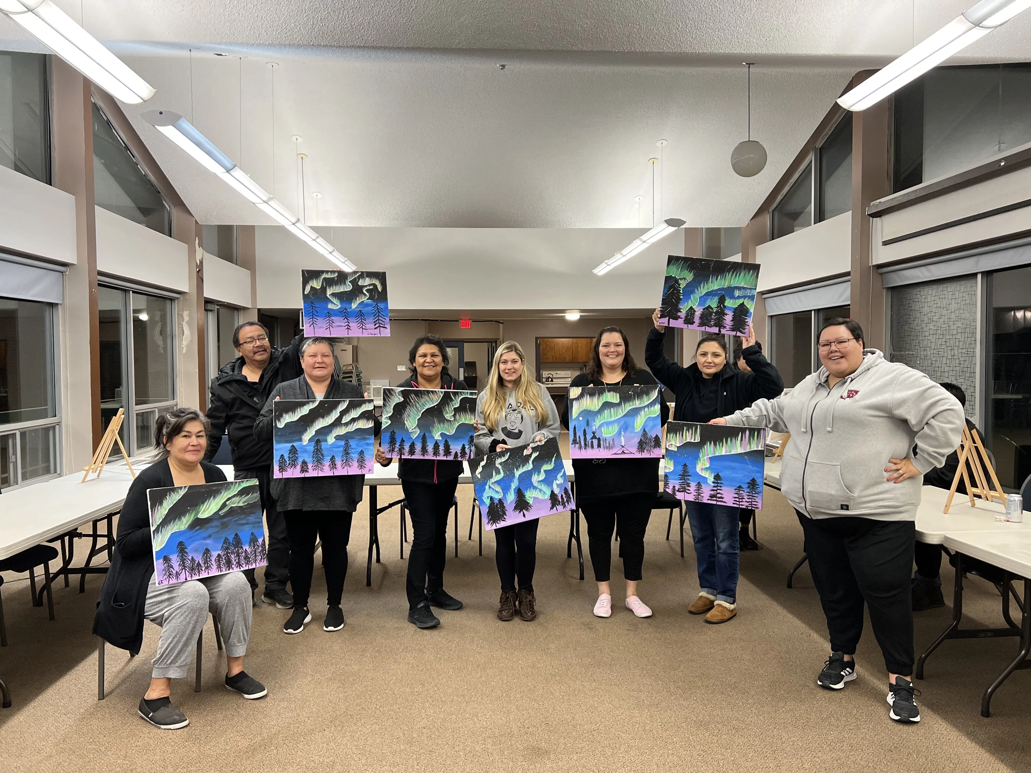 Northern lights group painting