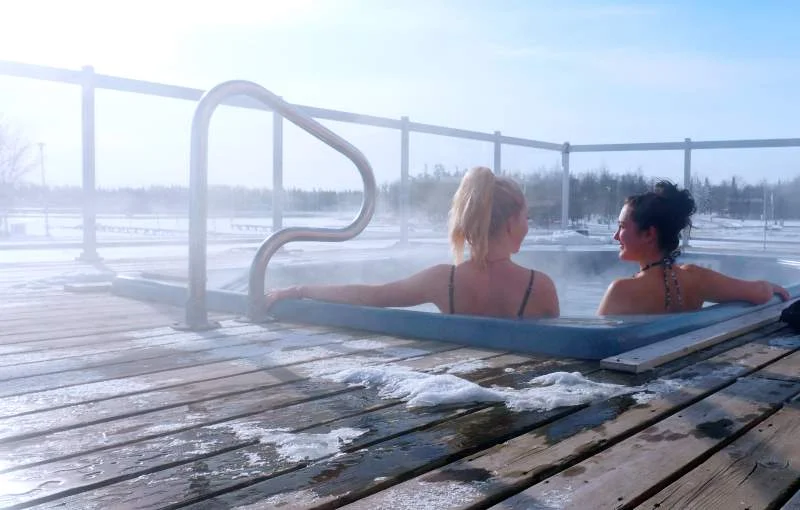Relaxing in a hot tub
